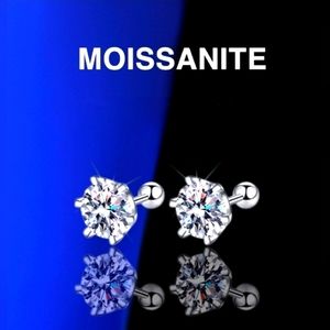 2ct.t.w. Moissanite Screw Stud Earrings D Color 925 Sterling Silver